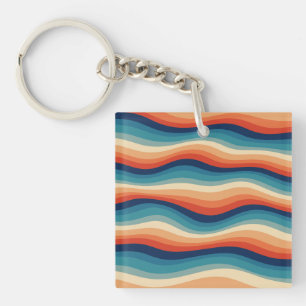 Kleurrijke Retro Golven Vintage Sleutelhanger