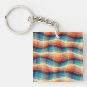 Kleurrijke Retro Golven Vintage Sleutelhanger