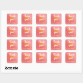 Kleurrijke Retro Gradient Roze Sinaasappel Dank u Vierkante Sticker (Vel)