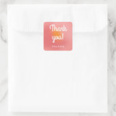 Kleurrijke Retro Gradient Roze Sinaasappel Dank u Vierkante Sticker (Tas)