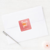 Kleurrijke Retro Gradient Roze Sinaasappel Dank u Vierkante Sticker (Envelop)