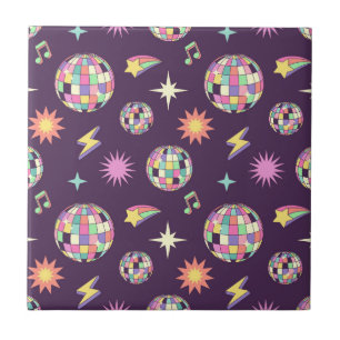 Kleurrijke retro groovy disco patroon tegeltje