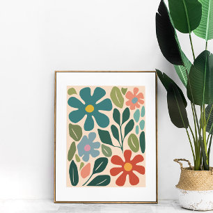 Kleurrijke Retro Groovy Flower Market Wall Art Poster