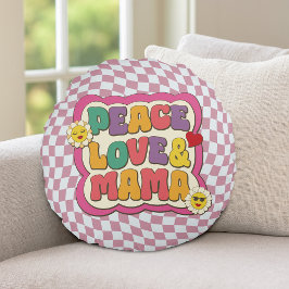 Kleurrijke Retro Groovy Mom Quote Typografie Hippi Rond Kussen