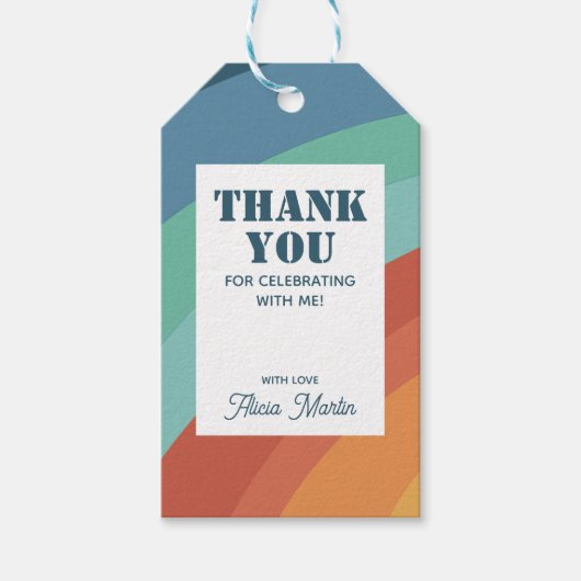 Kleurrijke Retro Groovy Rainbow dank u Cadeaulabel (Voorkant)