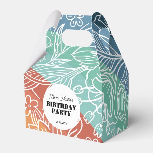 Kleurrijke Retro Groovy Regenboog Bloemen Verjaard Bedankdoosjes (Achterkant)