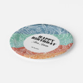 Kleurrijke Retro Groovy Regenboog Bloemen Verjaard Papieren Bordje (Gekanteld)