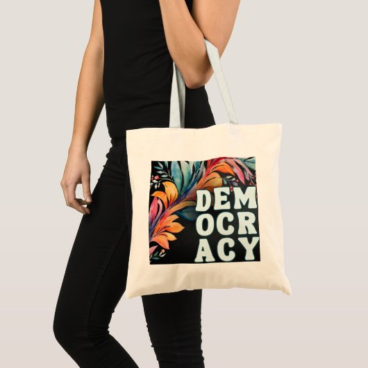 Kleurrijke retro groovy verklaring Politiek Democr Tote Bag (Voorkant (product))