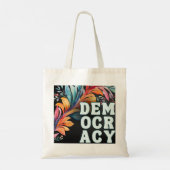 Kleurrijke retro groovy verklaring Politiek Democr Tote Bag (Achterkant)