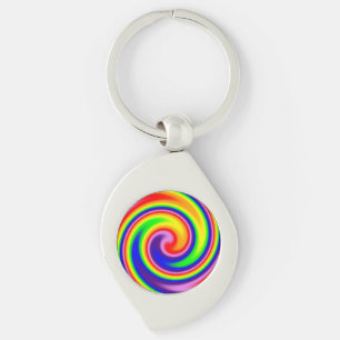 Kleurrijke Retro Hippie Regenboog Draaikolk Sleutelhanger