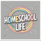 Kleurrijke Retro Homeschool Life Sticker (Voorkant)