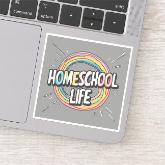 Kleurrijke Retro Homeschool Life Sticker