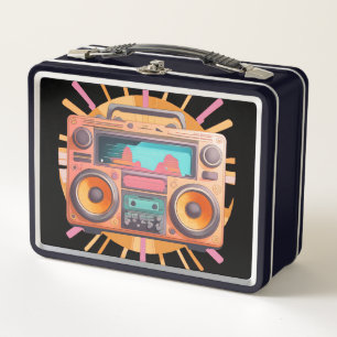 Kleurrijke retro jaren ’80 boombox met een zonnest