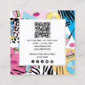 Kleurrijke Retro jaren negentig QR Code Social Med Vierkante Visitekaartje (Achterkant)