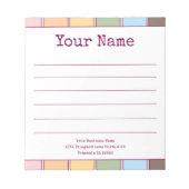 Kleurrijke Retro Jouw Naam Lijnen Notitieblok (Voorkant)