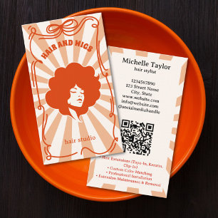 Kleurrijke Retro Kapsalon Fantasievolle Doodle Roz Visitekaartje