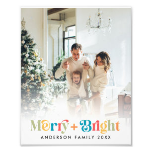 Kleurrijke Retro Kerstmis Familie Foto Foto Afdruk