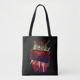 Kleurrijke Retro Luidspreker Kunst met Neon Muziek Draagtas