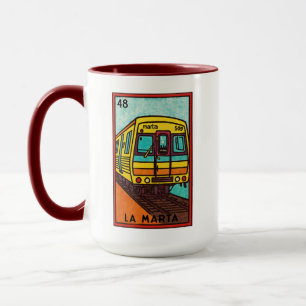Kleurrijke Retro Marta Trein Lotería Kaart Stijl Mok