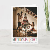 Kleurrijke Retro Merry en Bright Schattige Stars V Kaart (Voorkant)