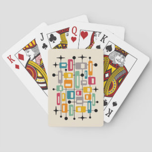 Kleurrijke Retro Mid Century Modern Atomic Abstrac Pokerkaarten
