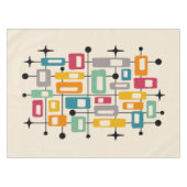 Kleurrijke Retro Mid Century Modern Atomic Abstrac Tafelkleed (Voorkant (Horizontaal))