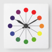 Kleurrijke Retro Mid Century Moderne Vierkante Klo Vierkante Klok (Voorkant)