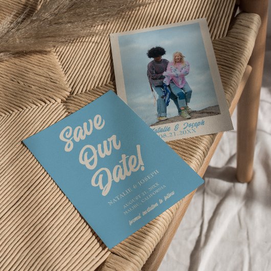 Kleurrijke Retro Minimal Heldere Moderne Fotobruil Save The Date