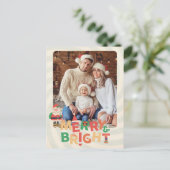 Kleurrijke retro moderne Kerstmis botanische kaart (Staand voorkant)