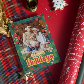 Kleurrijke retro moderne Kerstmis botanische kaart