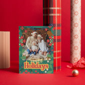 Kleurrijke retro moderne Kerstmis botanische kaart