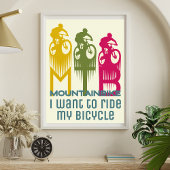 Kleurrijke retro Mountainbike MTB Mountainbiker Poster