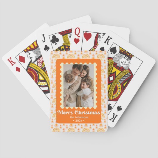 Kleurrijke Retro Multi Foto Kerstmis Pokerkaarten (Achterkant)