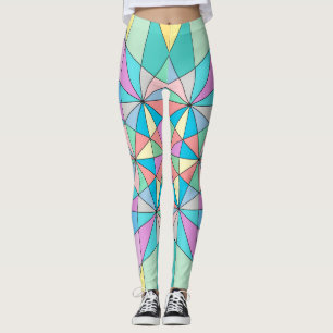Kleurrijke retro Pastel Mozaïek Driehoek Sterpatro Leggings