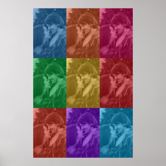 Kleurrijke Retro Pop Art Bruiloft Custom Photo Gri Poster (Voorkant)