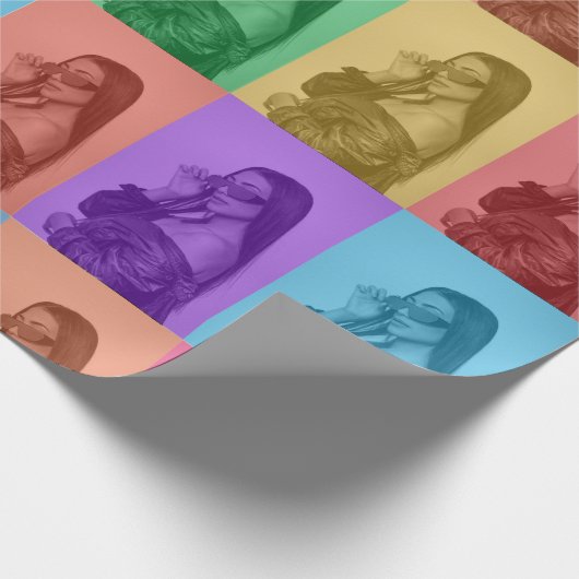 Kleurrijke Retro Pop Art Modern Custom Photo Grid Cadeaupapier (Hoek)