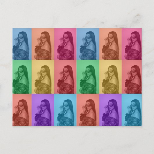 Kleurrijke Retro Pop Art Modern Custom Photo Grid Feestdagenkaart (Voorkant)