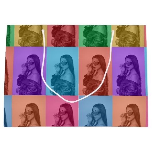 Kleurrijke Retro Pop Art Modern Custom Photo Grid Groot Cadeauzakje (Voorkant)