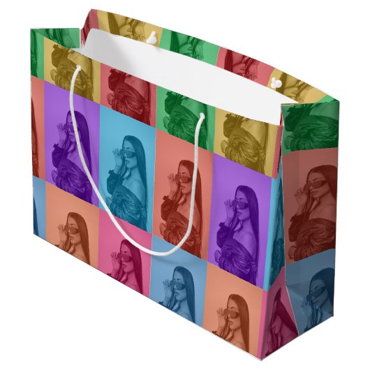 Kleurrijke Retro Pop Art Modern Custom Photo Grid Groot Cadeauzakje (Achterkant Gekanteld)