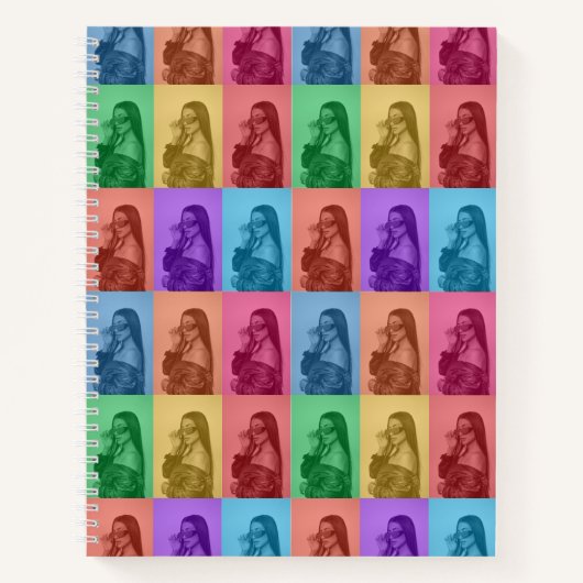 Kleurrijke Retro Pop Art Modern Custom Photo Grid Notitieboek (Voorkant)
