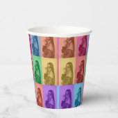 Kleurrijke Retro Pop Art Modern Custom Photo Grid Papieren Bekers (Rechts)