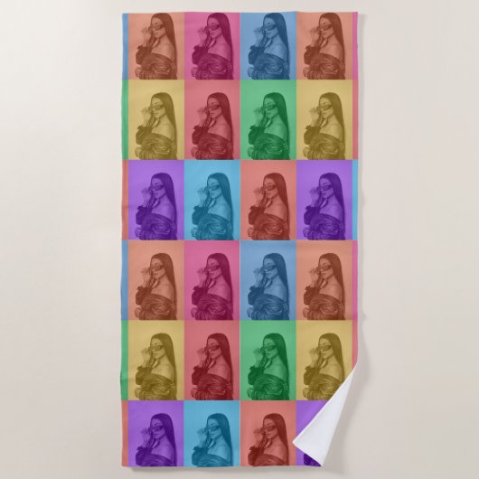 Kleurrijke Retro Pop Art Modern Custom Photo Grid Strandlaken (Voorkant)