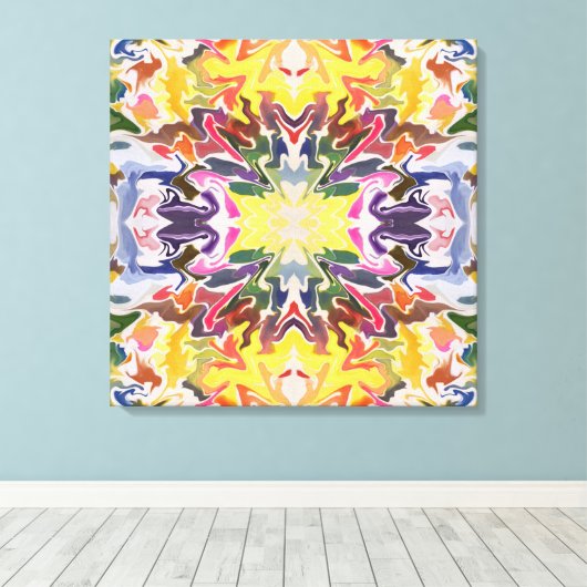 Kleurrijke retro psychedelische caleidoscoop Abstr Canvas Afdruk (Insitu (Houten vloer))