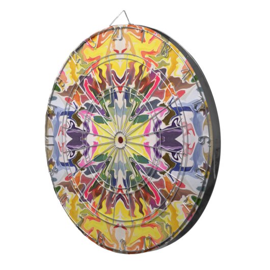 Kleurrijke retro psychedelische caleidoscoop Abstr Dartbord (Voorkant Rechts)