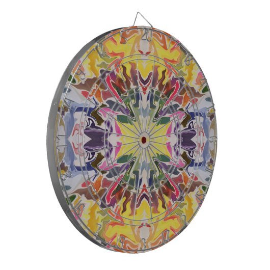 Kleurrijke retro psychedelische caleidoscoop Abstr Dartbord (Voorkant Links)