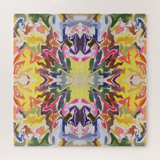 Kleurrijke retro psychedelische caleidoscoop Abstr Legpuzzel (Horizontaal)