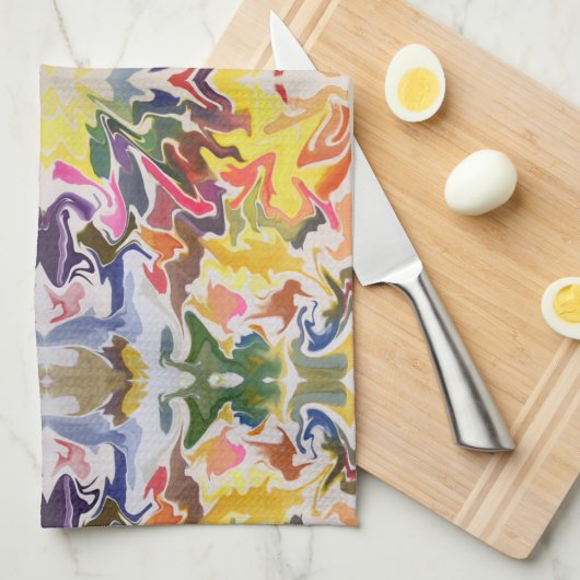 Kleurrijke retro psychedelische caleidoscoop Abstr Theedoek (Quarter Fold)