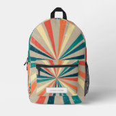 Kleurrijke Retro Rainbow Sunburst Aangepaste naam Bedrukte Rugzak (Voorkant)