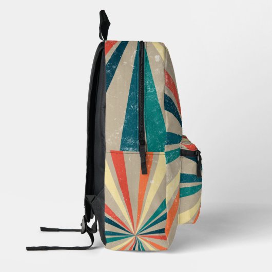 Kleurrijke Retro Rainbow Sunburst Aangepaste naam Bedrukte Rugzak (Links)
