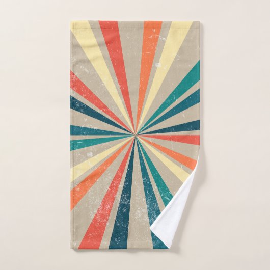 Kleurrijke Retro Rainbow Sunburst Bad Handdoek (Handdoek)